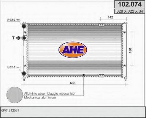 AHE 102074 Радіатор, охолодження двигуна