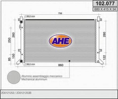 AHE 102077 Радіатор, охолодження двигуна