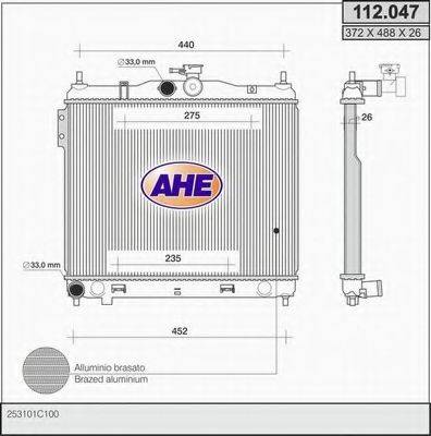 AHE 112047 Радіатор, охолодження двигуна