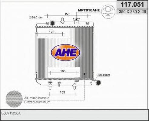 AHE 117051 Радіатор, охолодження двигуна