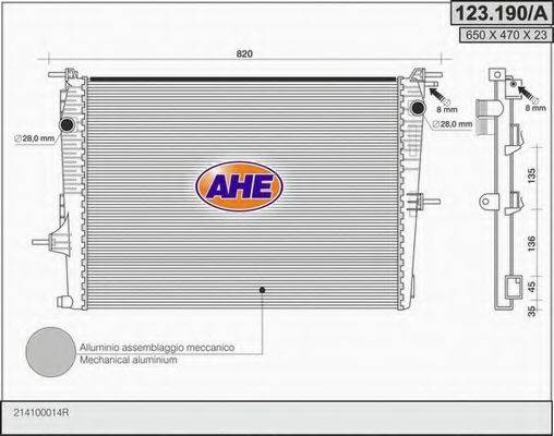 AHE 123190A Радіатор, охолодження двигуна