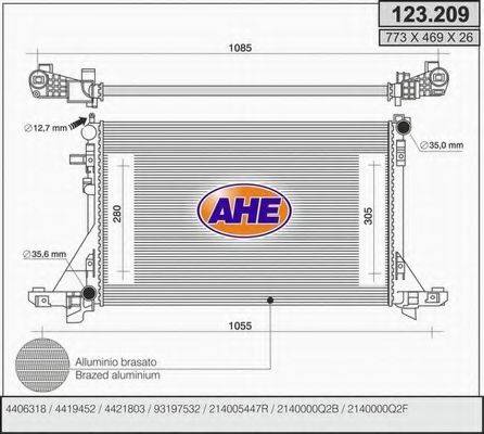 AHE 123209 Радіатор, охолодження двигуна