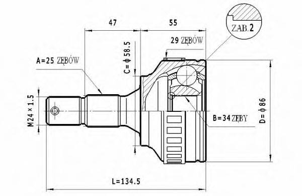 STATIM C266 Шарнірний комплект, приводний вал