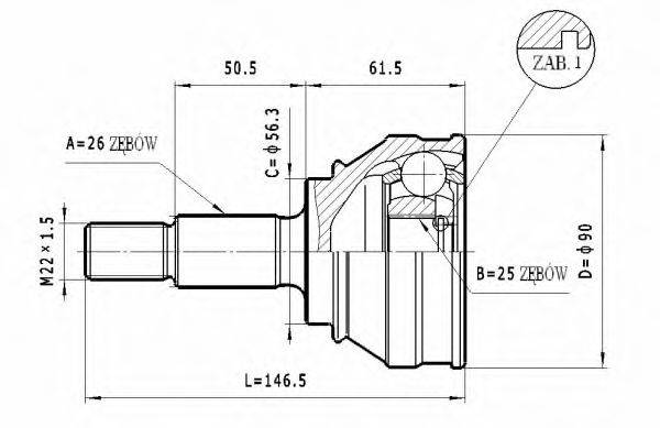 STATIM C332 Шарнірний комплект, приводний вал