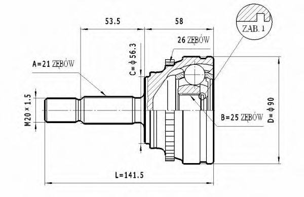 STATIM C347 Шарнірний комплект, приводний вал