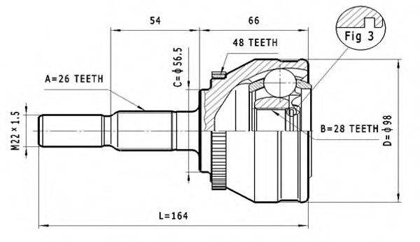 STATIM C384 Шарнірний комплект, приводний вал