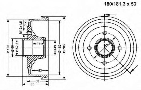 VEMA 800848 Гальмівний барабан