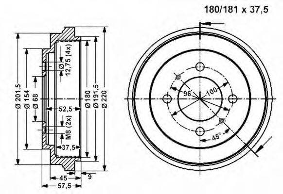 VEMA 801030 Гальмівний барабан