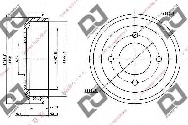 DJ PARTS BR1021 Гальмівний барабан