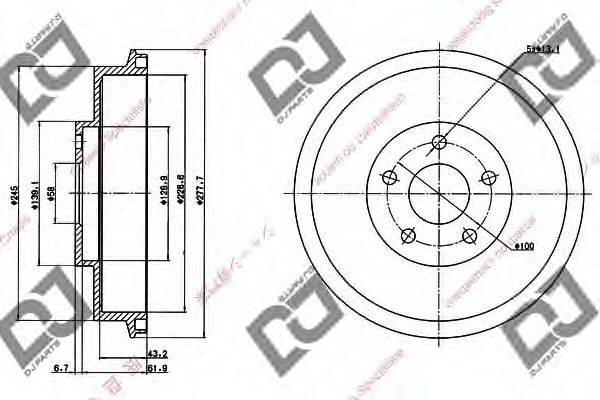 DJ PARTS BR1025 Гальмівний барабан