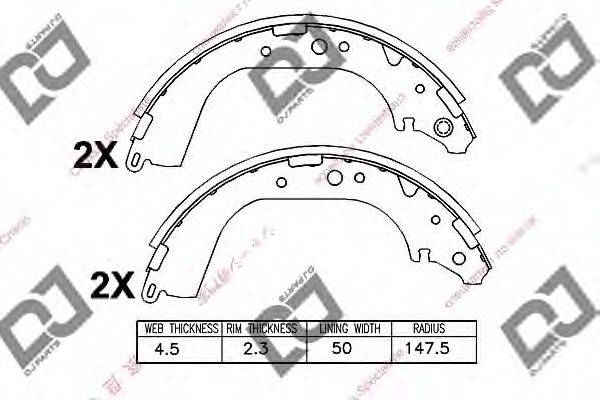 DJ PARTS BS1001 Комплект гальмівних колодок