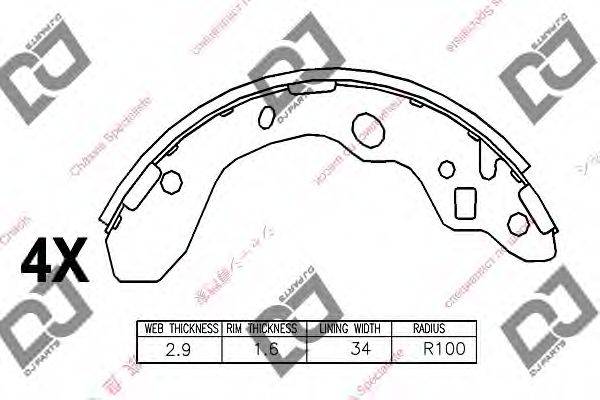 DJ PARTS BS1016 Комплект гальмівних колодок