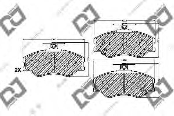 DJ PARTS BP1105 Комплект гальмівних колодок, дискове гальмо