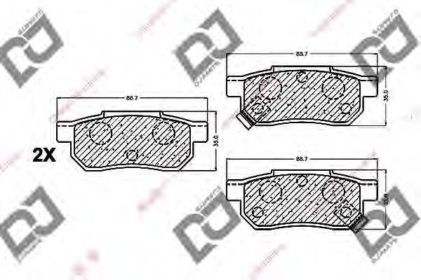 DJ PARTS BP1252 Комплект гальмівних колодок, дискове гальмо