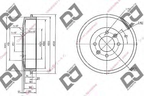 DJ PARTS BR1039 Гальмівний барабан