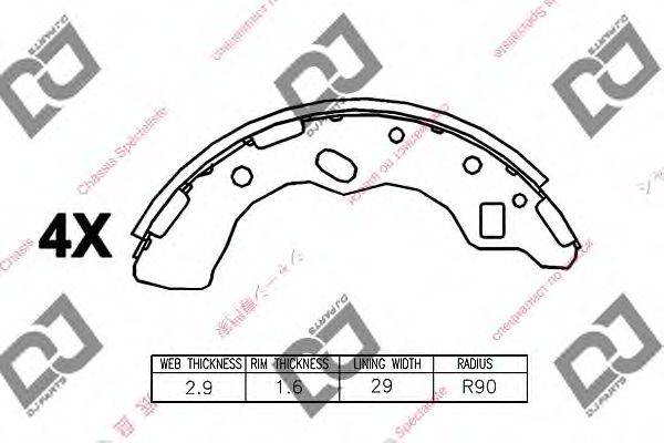 DJ PARTS BS1283 Комплект гальмівних колодок