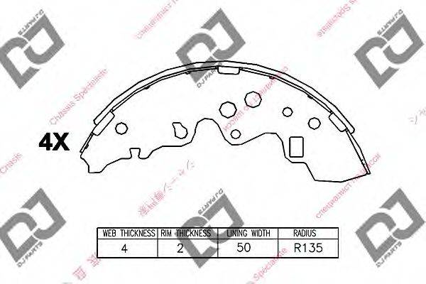 DJ PARTS BS1290 Комплект гальмівних колодок