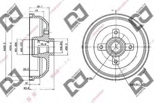 DJ PARTS BR1053 Гальмівний барабан