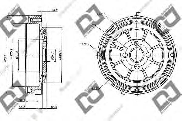 DJ PARTS BR1058 Гальмівний барабан