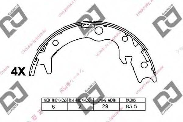 DJ PARTS BS1334 Комплект гальмівних колодок