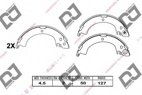 DJ PARTS BS1002 Комплект гальмівних колодок