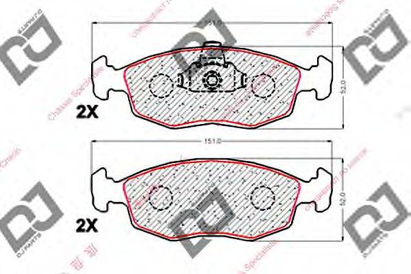 DJ PARTS BP1890 Комплект гальмівних колодок, дискове гальмо