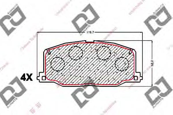 DJ PARTS BP1560 Комплект гальмівних колодок, дискове гальмо