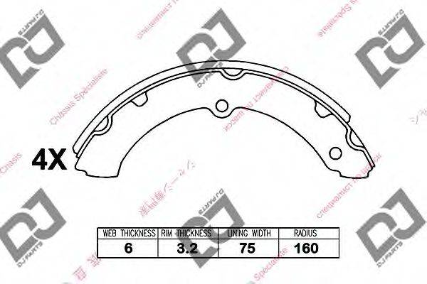 DJ PARTS BS1202 Комплект гальмівних колодок