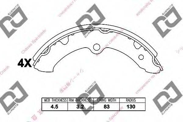 DJ PARTS BS1206 Комплект гальмівних колодок