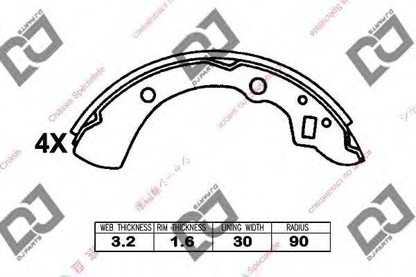 DJ PARTS BS1257 Комплект гальмівних колодок