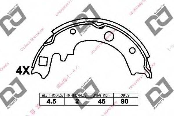 DJ PARTS BS1270 Комплект гальмівних колодок