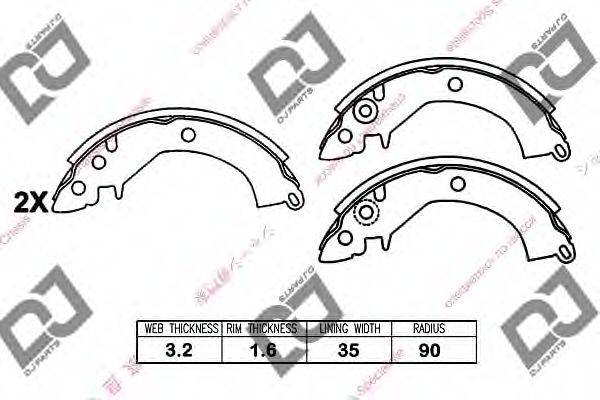 DJ PARTS BS1343 Комплект гальмівних колодок