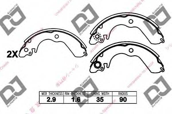 DJ PARTS BS1362 Комплект гальмівних колодок