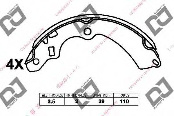 DJ PARTS BS1394 Комплект гальмівних колодок