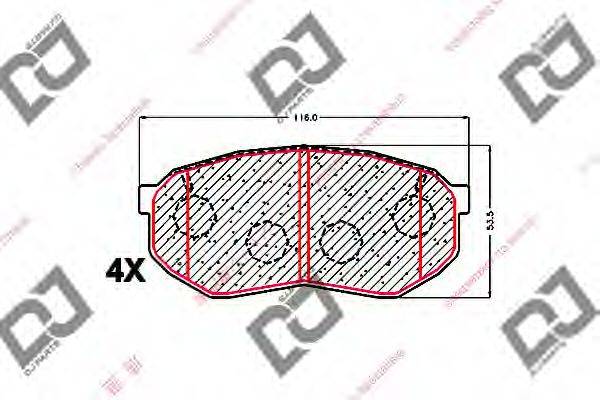 DJ PARTS BP1590 Комплект гальмівних колодок, дискове гальмо