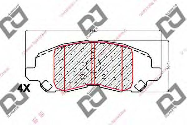 DJ PARTS BP1967 Комплект гальмівних колодок, дискове гальмо