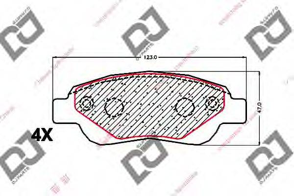 DJ PARTS BP1634 Комплект гальмівних колодок, дискове гальмо