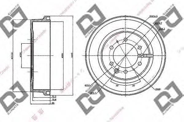 DJ PARTS BR1070 Гальмівний барабан