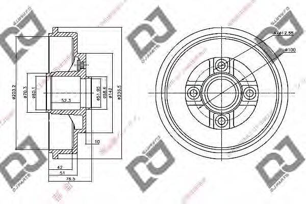 DJ PARTS BR1080 Гальмівний барабан