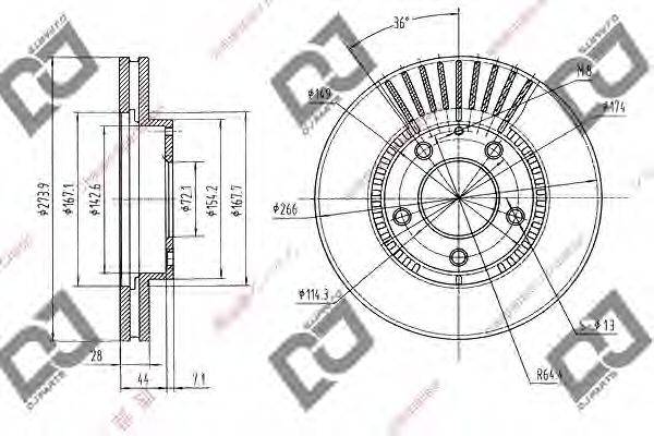 DJ PARTS BD2047 гальмівний диск