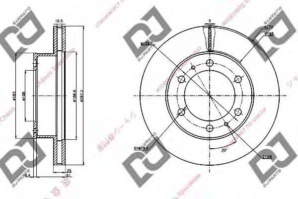 DJ PARTS BD1281 гальмівний диск