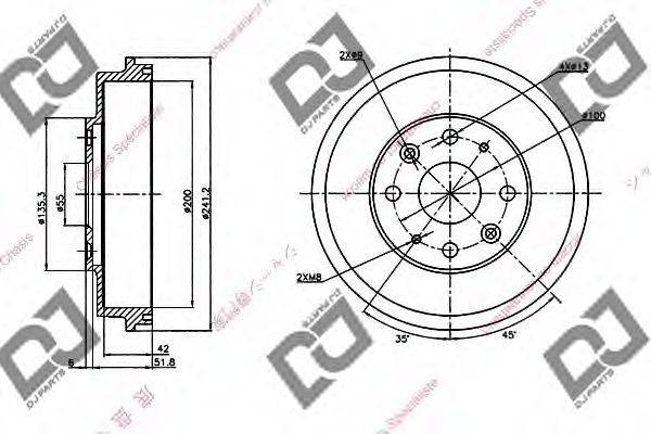 DJ PARTS BR1090 Гальмівний барабан