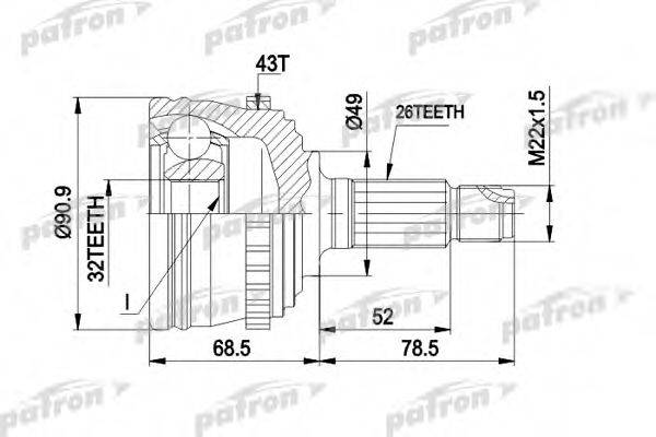 PATRON PCV1383 Шарнірний комплект, приводний вал