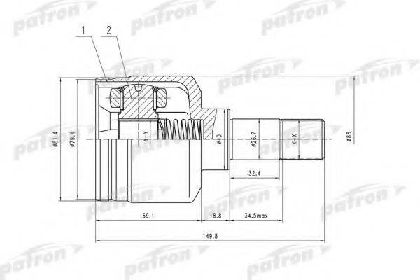 PATRON PCV5018 Шарнірний комплект, приводний вал