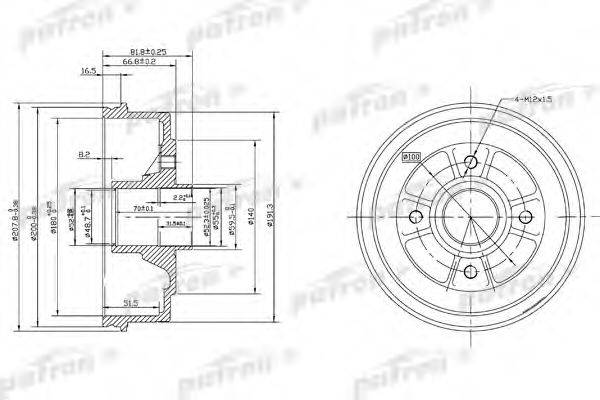 PATRON PDR1146 Гальмівний барабан