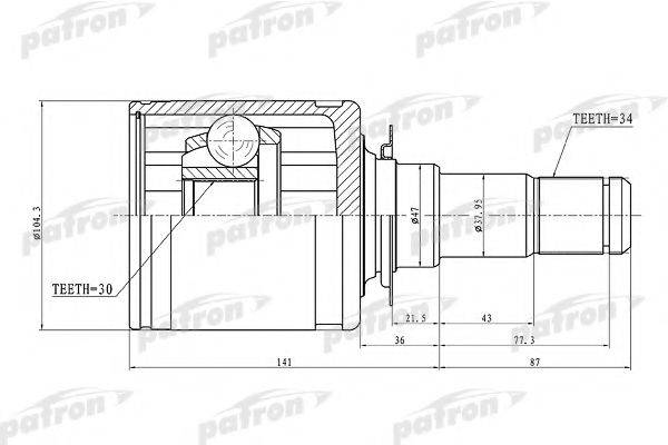 PATRON PCV1449 Шарнірний комплект, приводний вал
