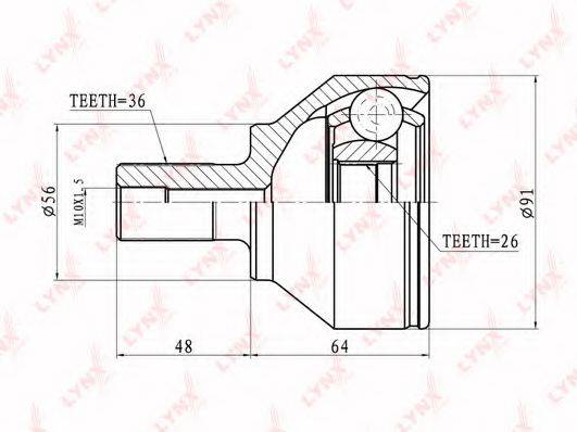 LYNXAUTO CO3057 Шарнірний комплект, приводний вал