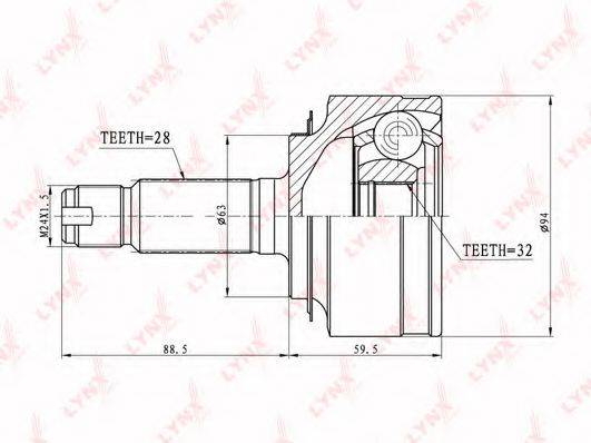 LYNXAUTO CO3411 Шарнірний комплект, приводний вал