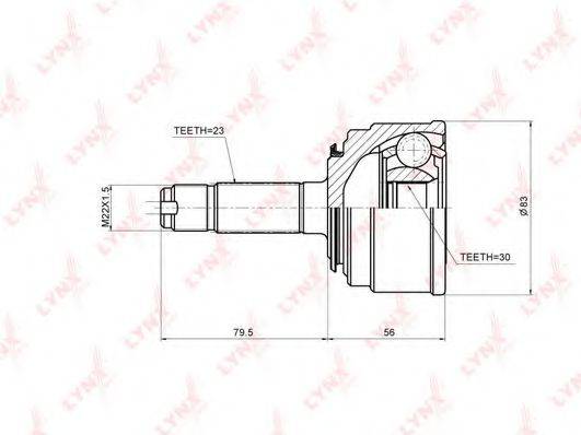 LYNXAUTO CO3426 Шарнірний комплект, приводний вал