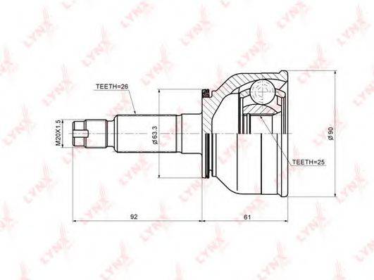 LYNXAUTO CO5121 Шарнірний комплект, приводний вал